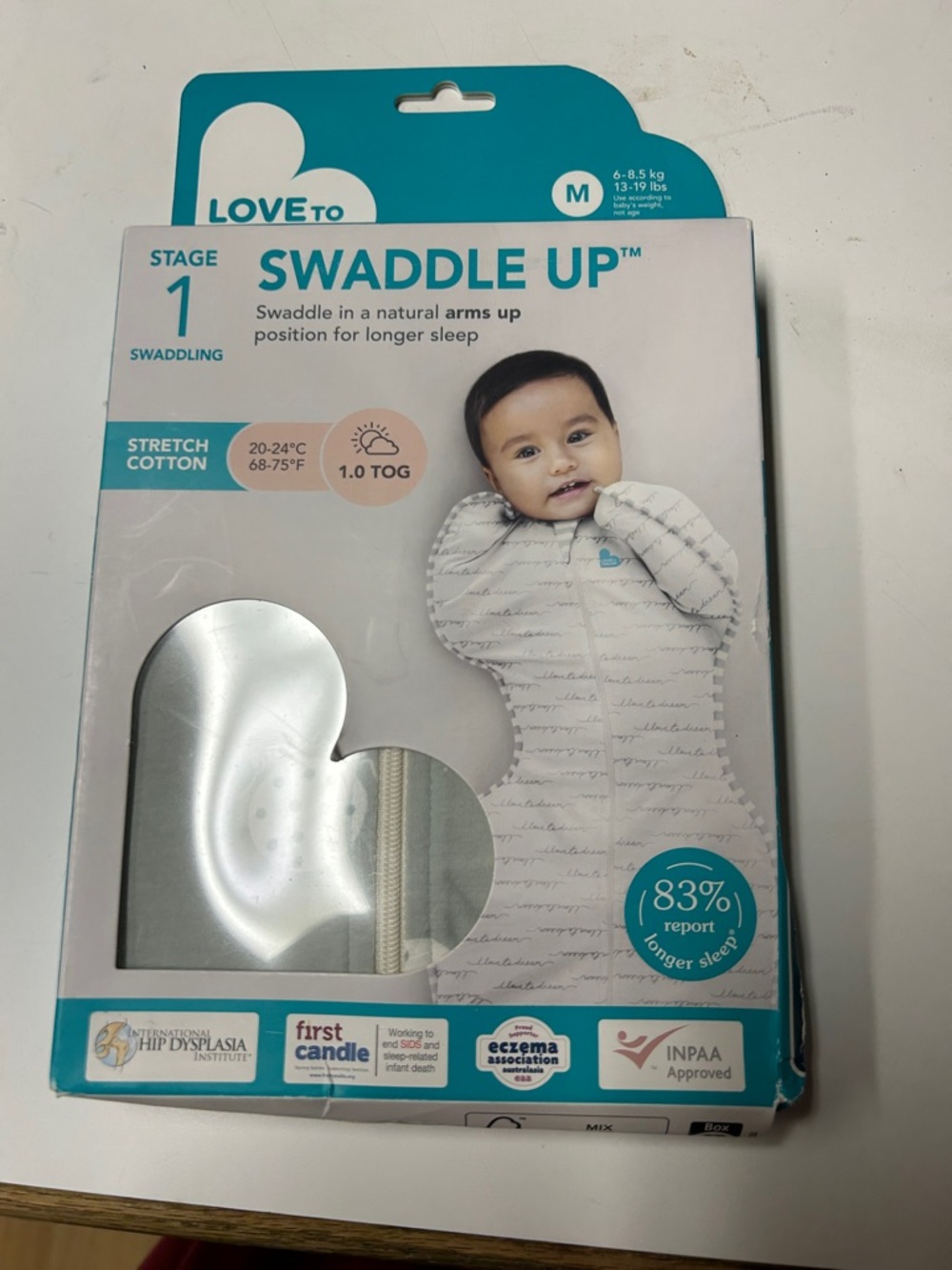 Love to dream Swaddle Up Baby Sleep Sack - Teal and White